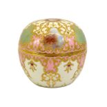 A Coalport spherical jewelled box, circa 1900