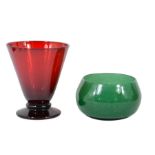 Two Art Deco glass vessels including a Monart type art glass bowl