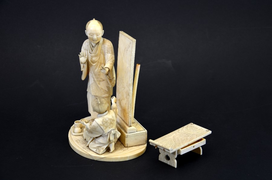 λ A 19th century Japanese carved ivory okimono, Meiji - Image 2 of 7