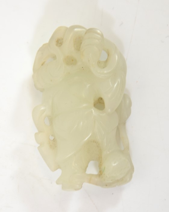 A Chinese jade carving of a boy with broom - Image 2 of 4