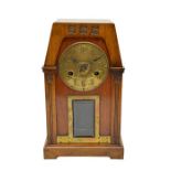 A Glasgow School, Art and Crafts walnut mantle clock