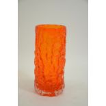 Geoffrey Baxter for Whitefriars, a Tangerine orange textured glass bark effect vase