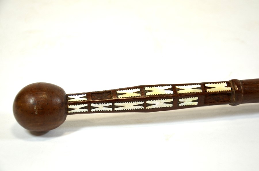 A tribal carved wood staff, 19th or 20th century - Image 2 of 6