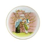 After Kate Greenaway, a hand painted plate with Children Picking Apple