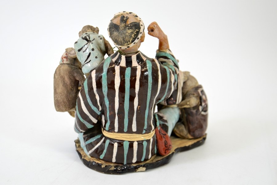 A Japanese pottery figure group - Image 3 of 5