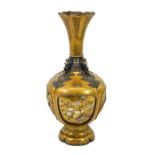 λ A Japanese gold lacquer, Shibayama and enamelled silver vase