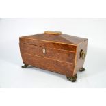 A George III yew wood tea caddy, circa 1820