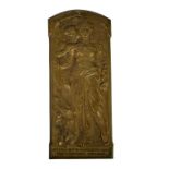 Walter Gilbert for the Bromsgrove Guild, an Arts and Crafts bronze plaque, Eros and the Arts