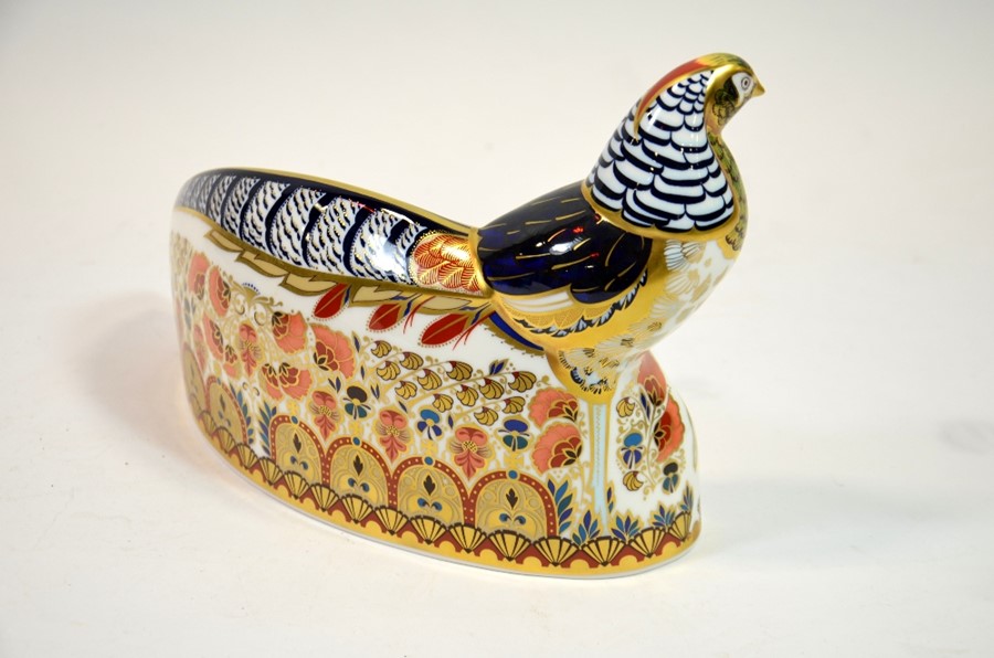 A Royal Crown Derby paperweight modelled as a Lady Amherst Pheasant - Image 3 of 6
