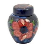 A small Moorcroft Anemone ginger jar and cover