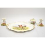 B Bentley for Royal Crown Derby, a hunting scene dressing table set