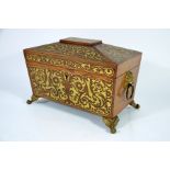 A George IV rosewood and brass inlaid tea caddy