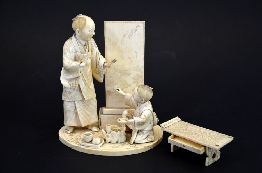 λ A 19th century Japanese carved ivory okimono, Meiji