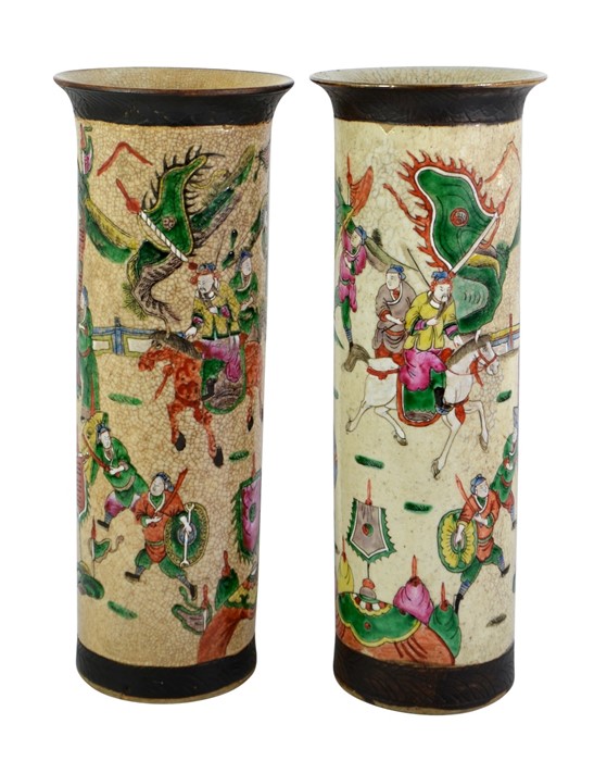 A pair of large Chinese crackleware vases