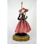 Claire Herczeg / Weiss for Goldscheider, a figural lamp base of a woman holding a mask