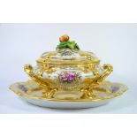 A Limoges porcelain tureen, cover and stand