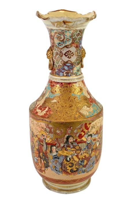 A Japanese Satsuma vase, Meiji, angled baluster form