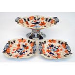 A Masons Ironstone pedestal comport and pair of serving dishes