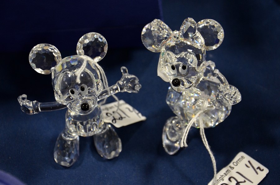 Two Swarovski Disney figures, Mickey Mouse and Minnie Mouse