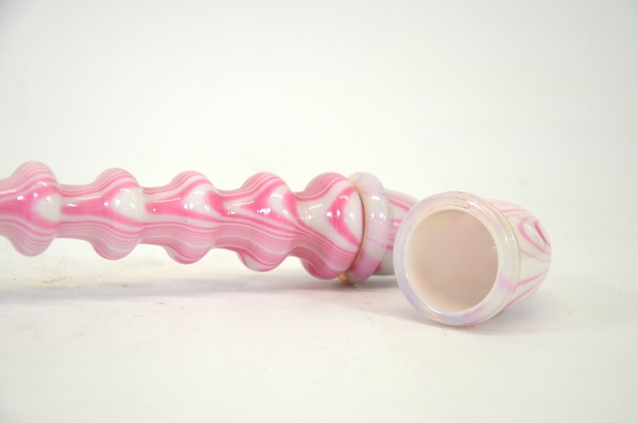 A Nailsea glass pipe, pink and white opaque - Image 4 of 4