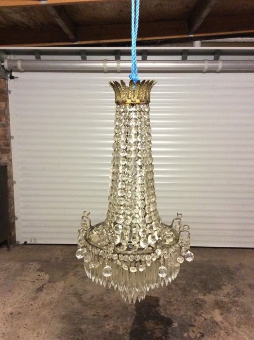 A cut glass chandelier