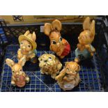 A collection of early Pendelfin pottery figures