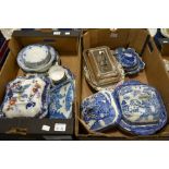 A collection of ceramics including blue and white Spode, Thomas Goode, Royal Doulton