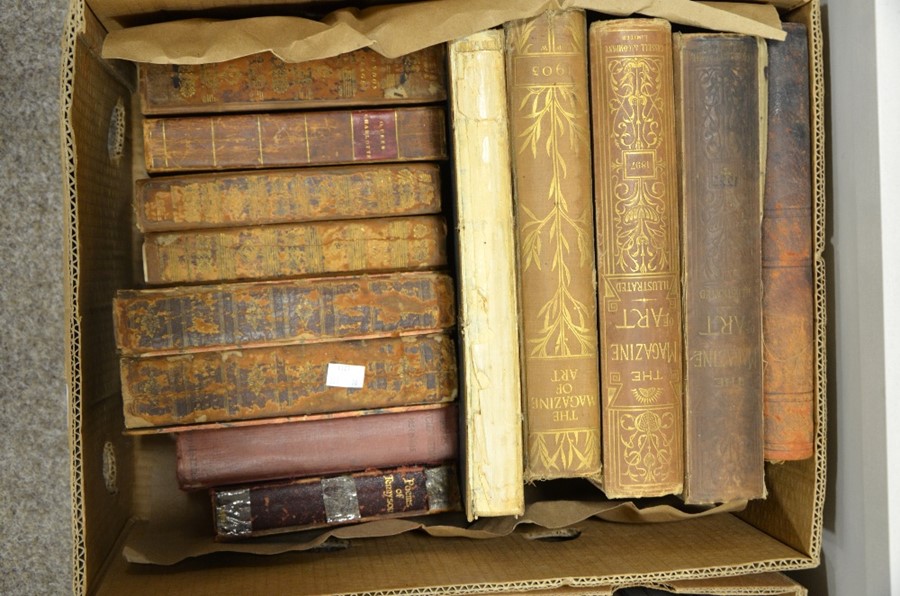 A selection of leather bound books