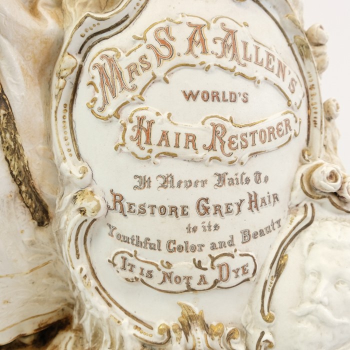 A bisque advertising display figurine for Mrs S.A.Allens Worlds Hair Restorer - It never fails to Re - Image 4 of 9