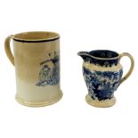 A Victorian quart Imperial Measure mug by Davenport 16 cm, together with a blue and white jug with s