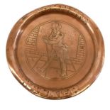 A Johnnie Walker brass advertising tray, circa 1920s, diameter 33cm