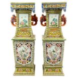 A large pair of Chinese famille rose vases