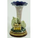 George Tinworth for Doulton Lambeth, Electricity, stoneware trumpet vase with mice