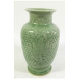 A Chinese celadon vase, Yongzheng mark