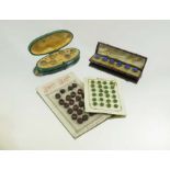 Glass buttons including two cased button sets and two button cards