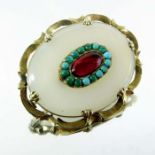 A Victorian gold, agate and turquoise brooch