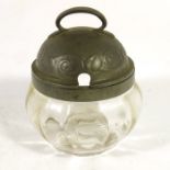 Archibald Knox for Liberty and Co, a Tudric pewter and glass preserve pot