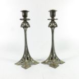 WMF, a pair of Jugendstil silver plated candlesticks