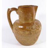 A salt glazed stoneware sprigged jug