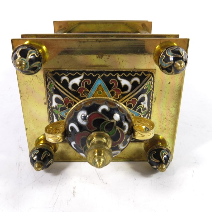 A gilt brass and enamelled mantle timepiece - Image 11 of 12