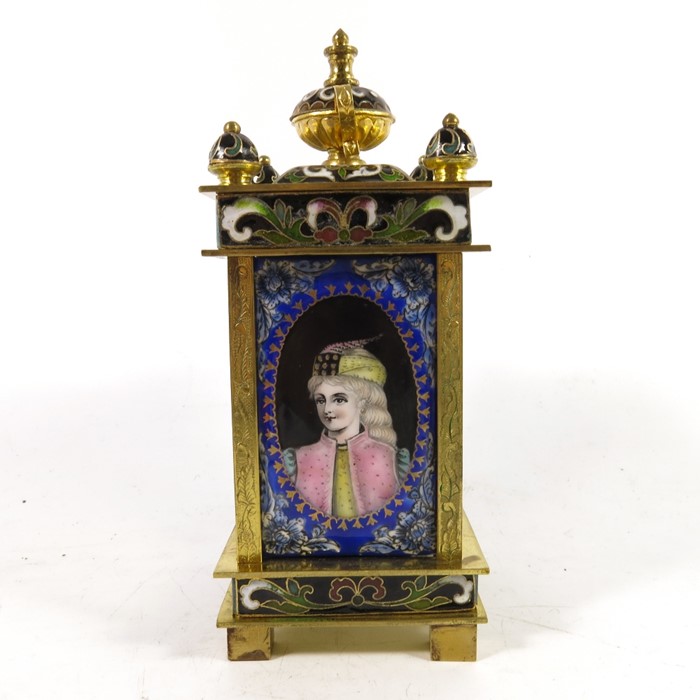 A gilt brass and enamelled mantle timepiece - Image 5 of 12