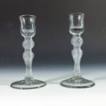 A pair of 18th century airtwist glass tapersticks