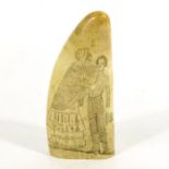 A 19th century scrimshaw tooth carving