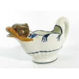 A pair of Staffordshire Prattware sauceboats, circa 1810, relief moulded in the form of scaly