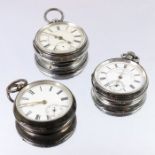 Three Victorian silver cased pocket watches