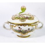 A Meissen twin handled bowl and cover