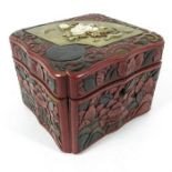 A Japanese lacquer and Shibayama box