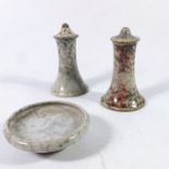 A Ruskin high fired three piece cruet