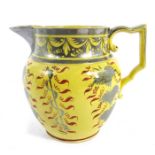 A canary yellow, silver lustre jug, circa 1815