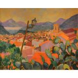 Olwen Tarrant FROI (b.1927), The Slopes of Pollensa, oil on canvas, signed, 54cm x 64cm, framed